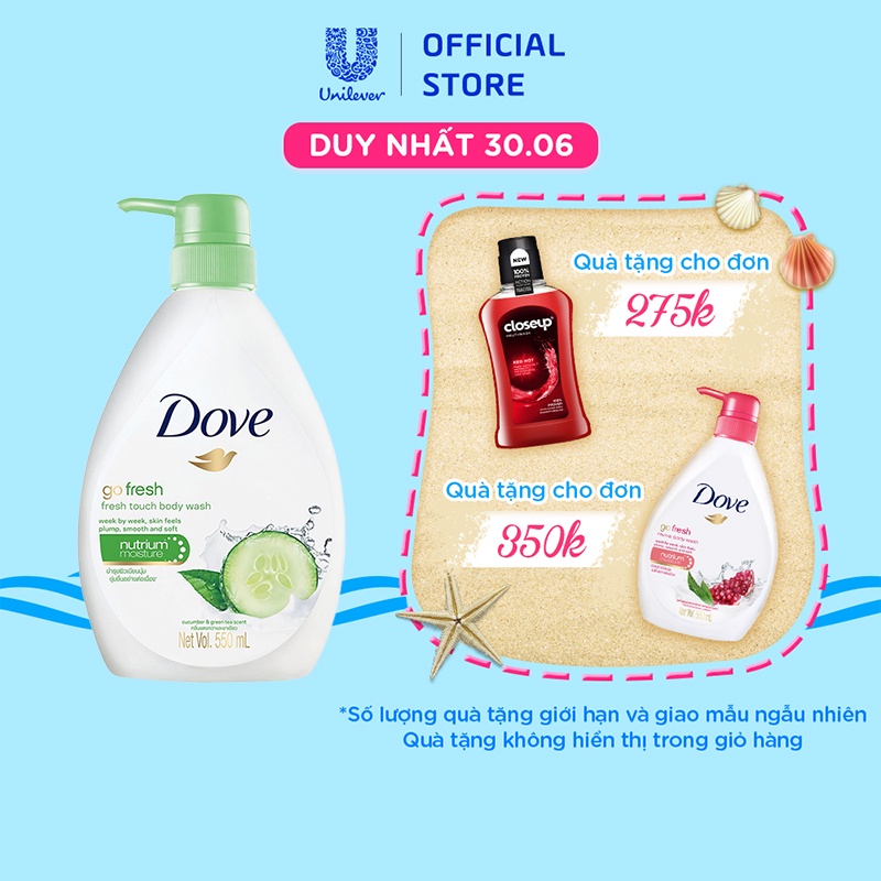 [Mã COSUI01 giảm 8% đơn 150K] Sữa tắm dưỡng ẩm Dove Hương Dưa Leo và Trà Xanh 550ml