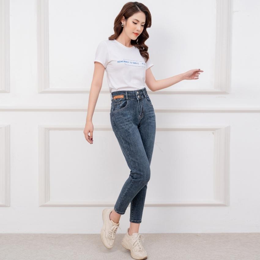 Quần jean baggy nữ cạp cao co giãn, quần baggy nữ lưng cao dày dặn RUBIE JEANS 2705