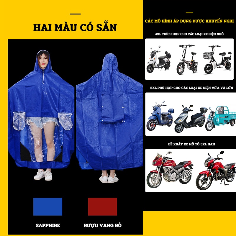 Áo Mưa đôi, Cực Dày Áo Mưa Xe Máy Nam Nữ áo Mưa Người Lớn Oxford Vải áo Mưa Cực Lớn