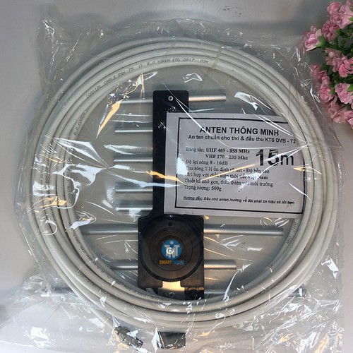 ăng ten tivi thông minh thu sóng DVB T2 kèm dây 15m - hàng chuẩn