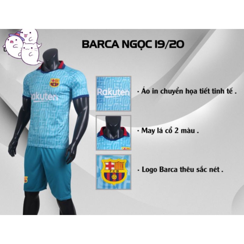 Bộ quần áo bóng đá Barcelona ngọc