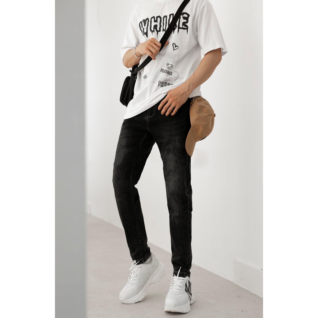 Quần Bò Đen Trơn Dáng Vừa Chất Jean Cotton Mềm Mịn Phong Cách Trẻ Trung