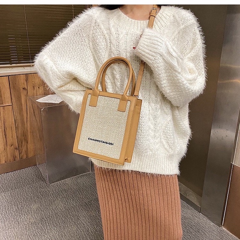 Túi Xách Nữ Đan 2 Quai Classic Kèm Dây Da Đeo Chéo Phong Cách Hàn - NAMII CLOSET