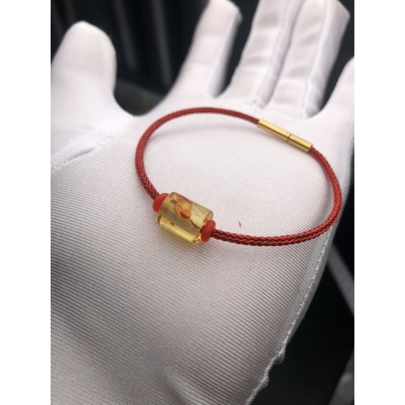 Vòng tay lu thống hổ phách tự nhiên HANMYNGHE