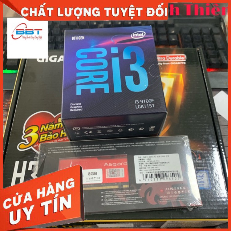 Combo I3 9100 + Main Giga H310 + Ram 8Gb New Chính hãng. BH 3 năm
