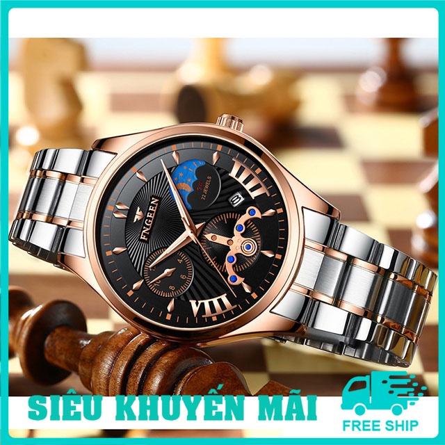 Đồng hồ nam fngeen chính hãng 2021 ,Đồng hồ cơ đẵng cấp có 3 mặt kim , 5606-LUCAS SHOP
