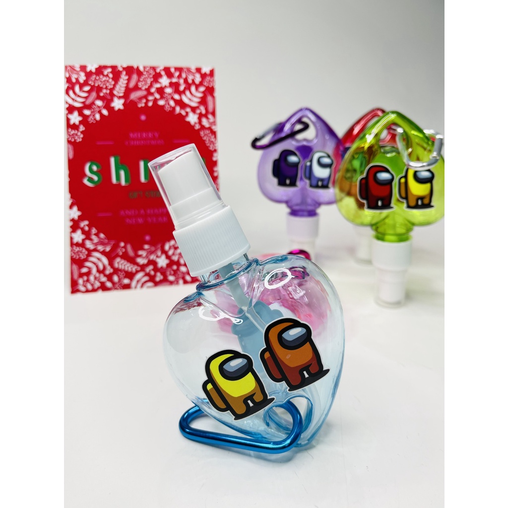 Bình xịt trái tim 50ml tặng kèm sticker Among us và móc treo tiện