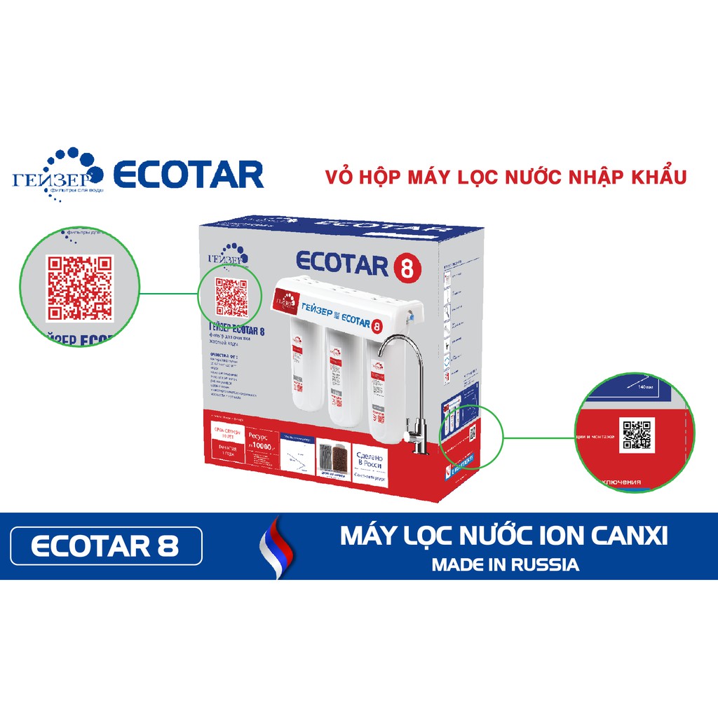 Máy lọc nước ion canxi geyser Ecotar 8 made in Russia