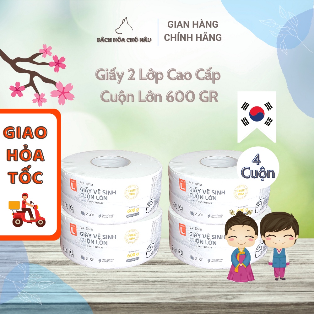 COMBO 4 Giấy Cuộn Lớn Hàn Quốc LOTTE Choice L Tiết Kiệm [Giấy 2 Lớp Cao Cấp] [600GR]