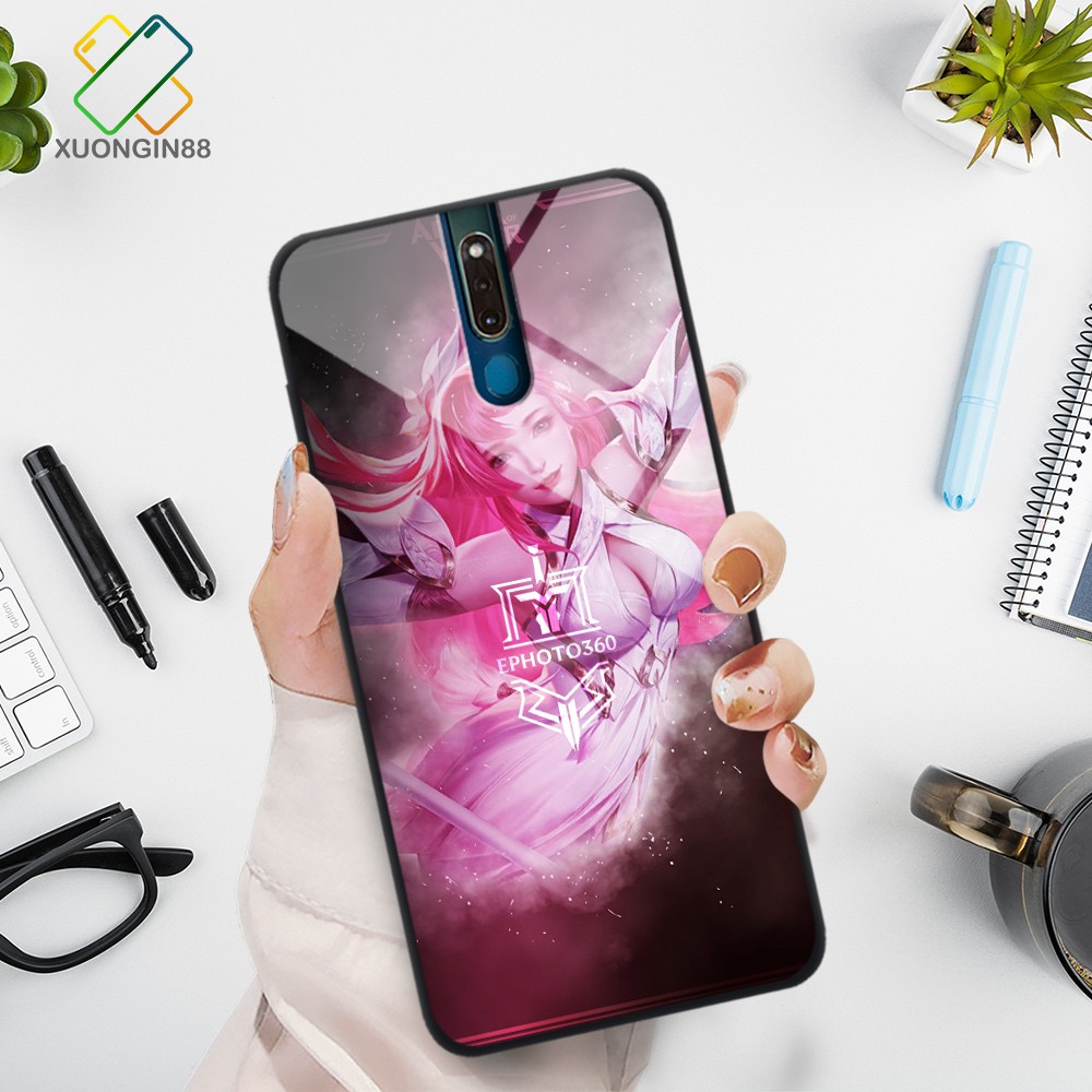 Ốp lưng Oppo F11 Pro kính cường lực in 3D hình tướng liên quân