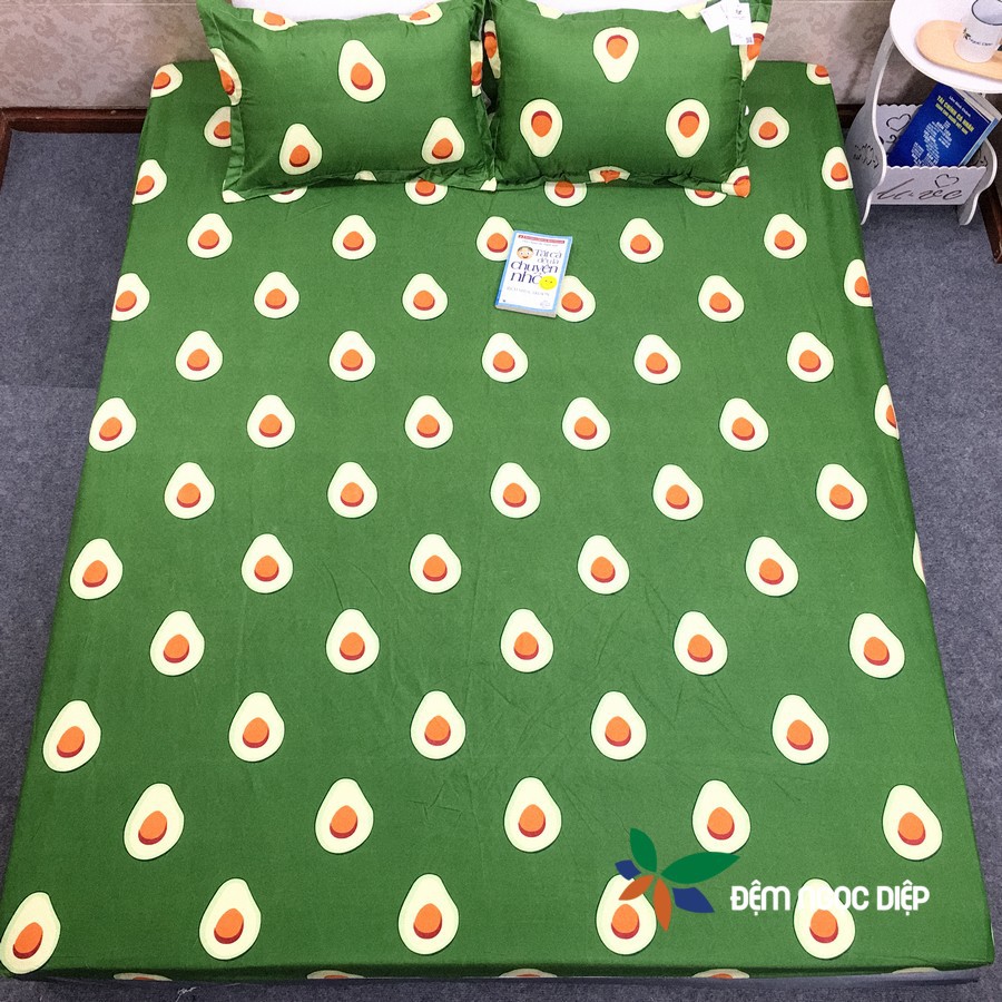 Set vỏ chăn ga gối cotton poly mẫu quả bơ m2, m6, m8, 2m2 | BigBuy360 - bigbuy360.vn