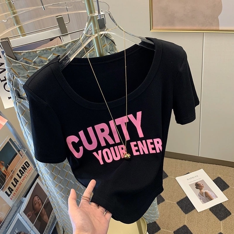 Áo Thun Tay Ngắn Cổ Chữ U Dáng Ôm Thời Trang Mùa Hè Dễ Phối Đồ Cho Nữ