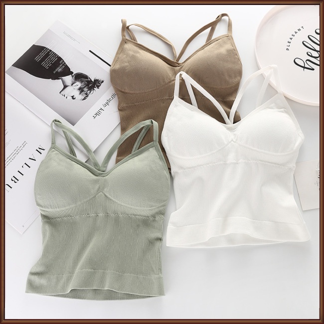 Áo Ngực Không Gọng Không Đường May Phối Dây Chéo Có Thể Tháo Rời Thời Trang Cho Nữ