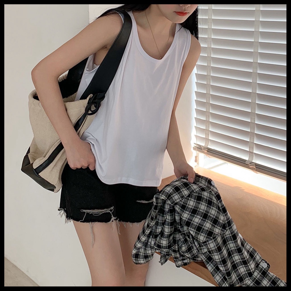 Áo thun ba lỗ from rộng BIGSIZE sát nách màu trắng / màu đen CRA049