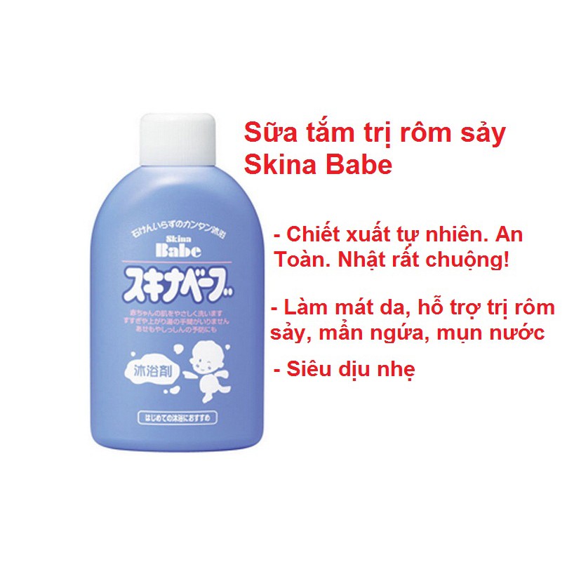 Sữa tắm phòng và trị rôm sẩy, mẩn ngứa Skina Babe Nhật Bản 500ml