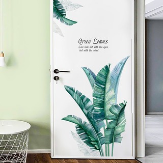 Decal dán tường tán lá xanh