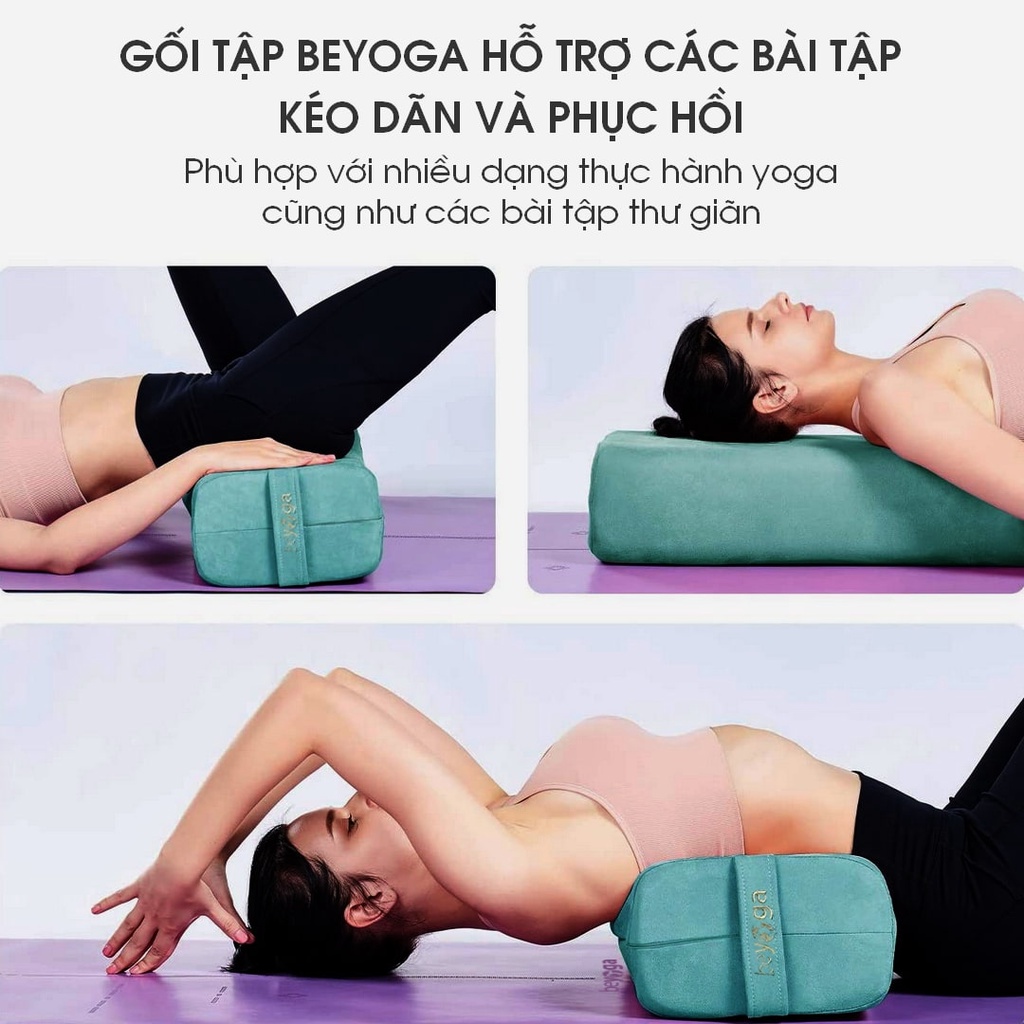 Gối Tập Yoga, Trị Liệu, Nhập Khẩu Đài Loan, Mút Xốp, Bông Tự Nhiên, Bọc Nỉ Cao Cấp, Dài 66 cm, Hãng beYoga