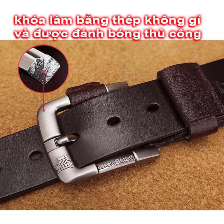 HÀNG HIỆU/Thắt Lưng Da Nam Khóa Kim Cao Cấp Dây Nịt Nam Da Bò 100% Chính Hãng Bekele POLO Nam Tính GM Xịn