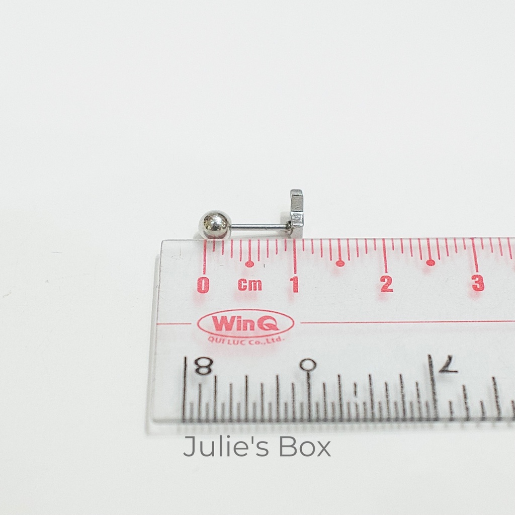 [1 Chiếc] Khuyên tai Unisex Ngôi Sao Rỗng Nhỏ Màu Bạc Titan Không Gỉ Sét Không Ngứa Không Đen Julies Box 66