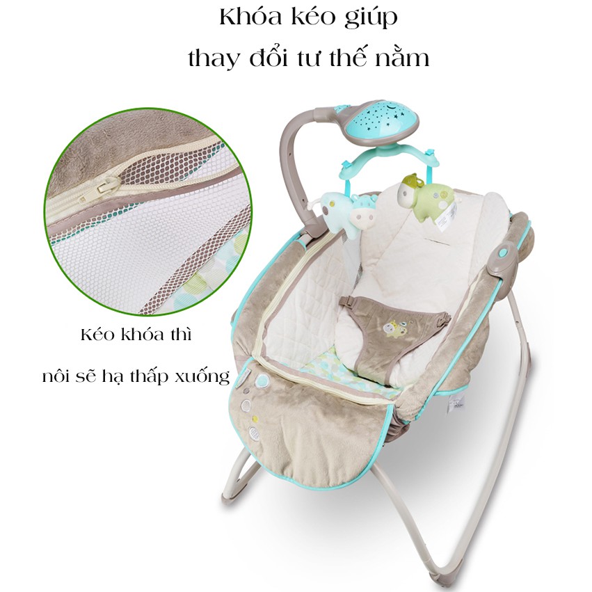 Nôi Rung Tự Động Cho Bé - Nôi Ingenuity Moonlight Rocking Sleeper (nôi rung tự đông cho bé có nhạc và ánh sáng) Mỹ