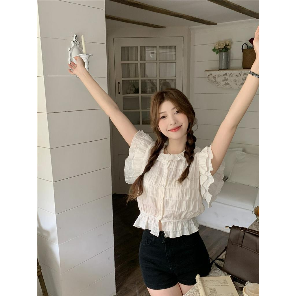 Áo Sơ Mi Ngắn Tay Xếp Ly Mùa Hè 63223