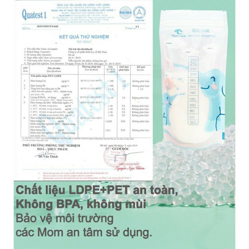 Túi trữ sữa Kichilachi 250ml( chính hãng)