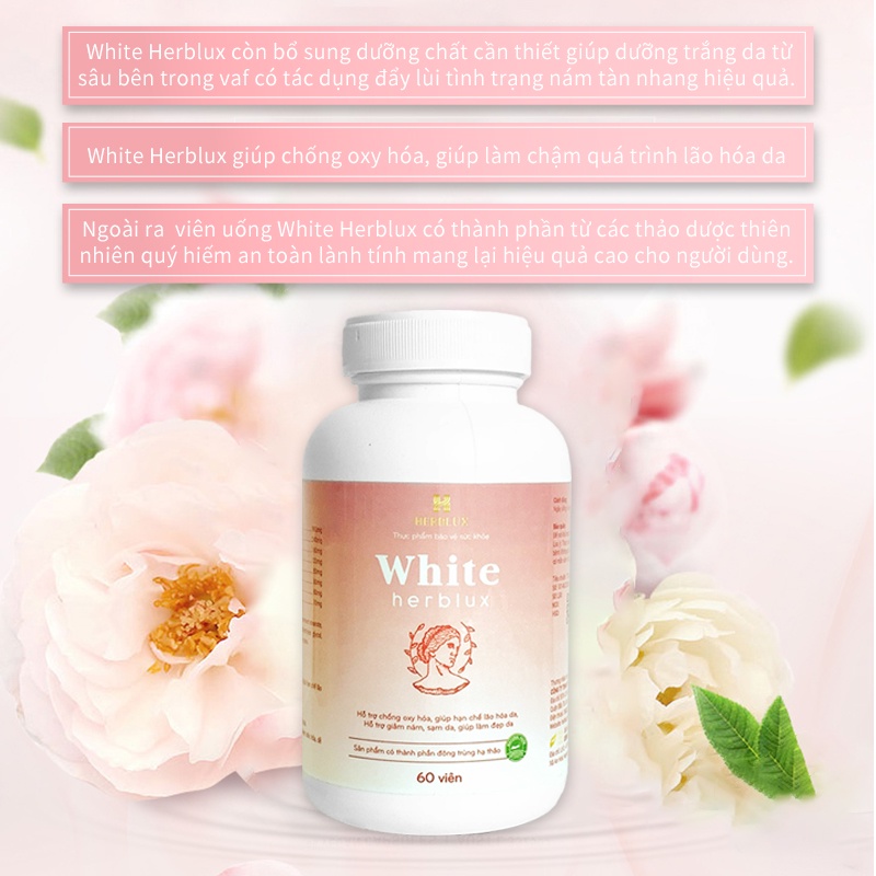 Viên uống trắng da WHITE HERBLUX chống lão hóa collagen làm đẹp da giảm thâm nám