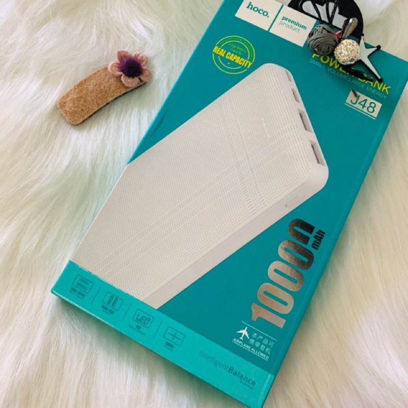 (BH 6 THÁNG) Sạc dự phòng hoco j48 10.000mah 2 cổng sạc kèm dây sạc 2 màu lựa chọn, hỗ trợ sạc nhanh