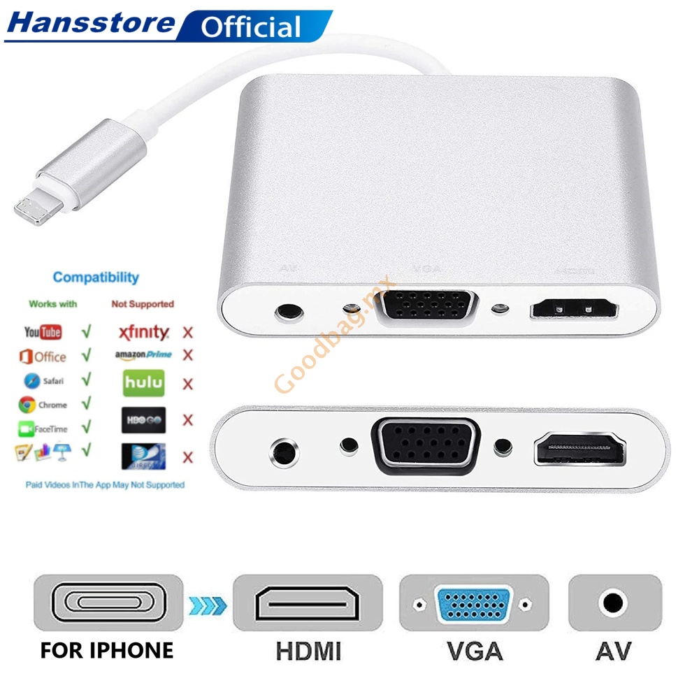 Bộ Chuyển Đổi Âm Thanh Kỹ Thuật Số HDTV 4 Trong 1 Cho IPhone To HDMI VGA AV 11 12 13 pro Max Xs X XR 8 7 6plus IPad Air/mini/pro