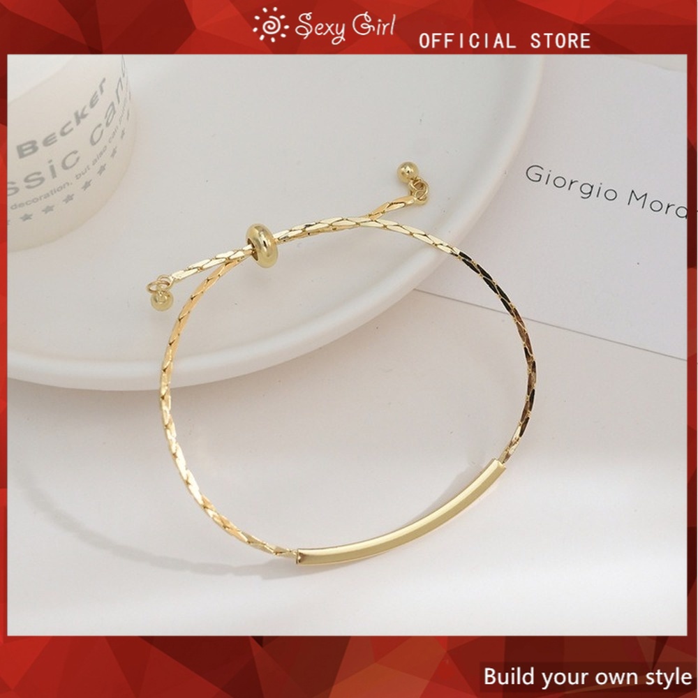 Vòng Tay Dạng Xích Rắn Màu Vàng Thiết Kế Đơn Giản Có Thể Điều Chỉnh Cho Nữ