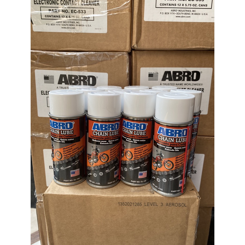 Chai xịt bôi trơn bảo vệ sên Abro Chain Lube 200ml