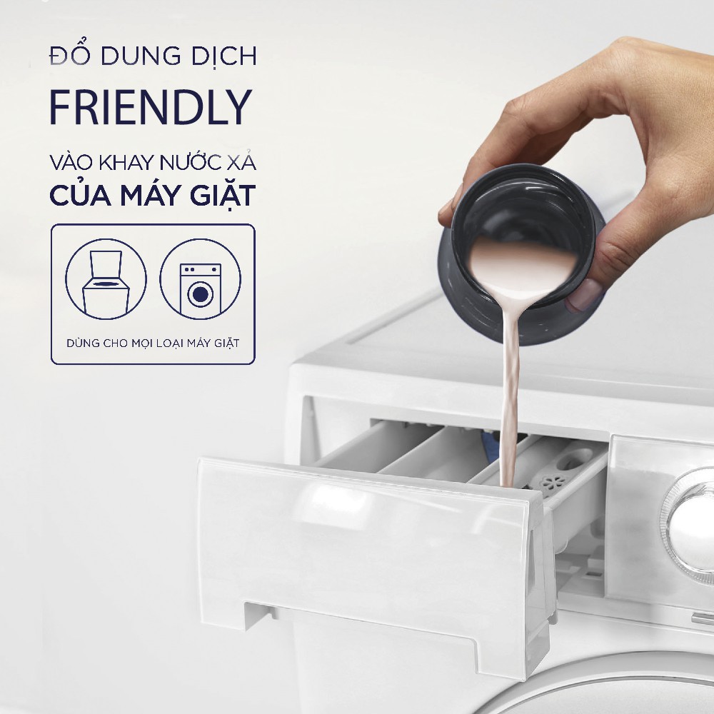 Nước giặt xả vải đậm đặc FRIENDLY 1.8 lít - Làm mềm vải, hương hoa nhẹ nhàng