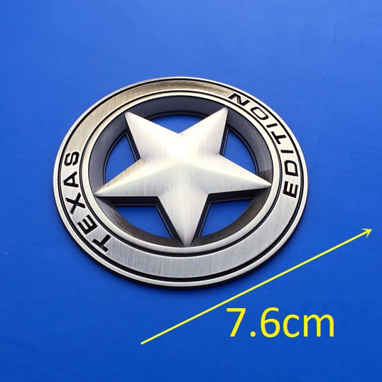 Logo dán xe ngôi sao Texsas Edition 3D hợp kim tròn 7.6cm