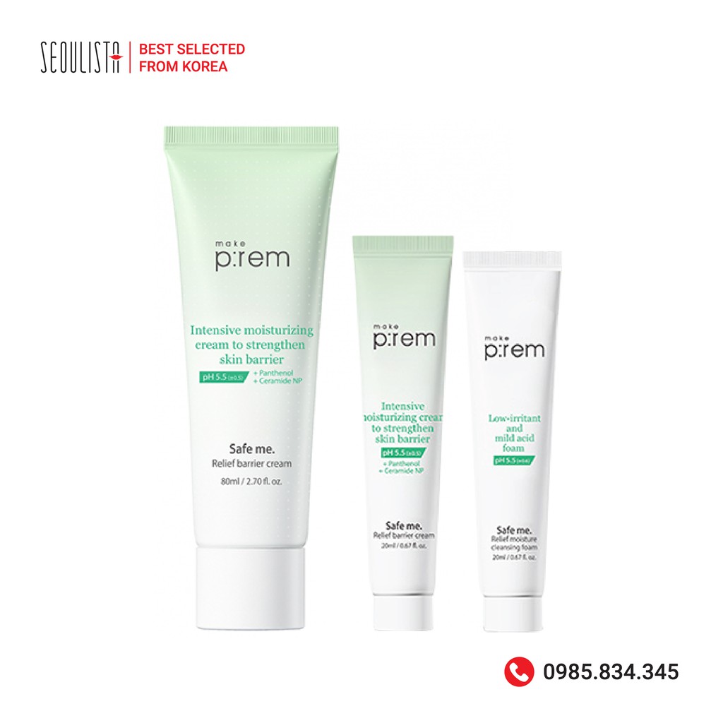 Kem dưỡng ẩm Make P:rem Safe me. Relief barrier cream