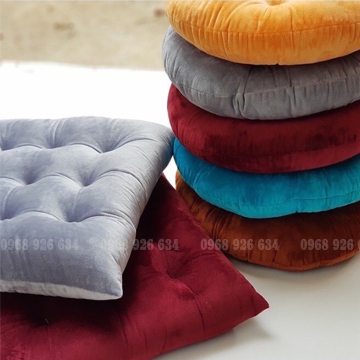 Đệm ngồi bệt 💗FREESHIP💗 Nệm tròn vải nhung CAO CẤP dùng ngồi bàn trà, ghế sofa, văn phòng cực xinh