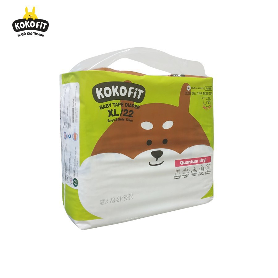 Tã/bỉm dán KOKOFiT size XL (Cún) 22 miếng/bịch cho bé trên 13kg