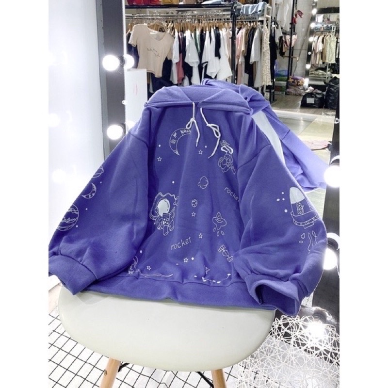 Áo Hoodie Nam Nữ Nỉ Bông Dày Dặn Form Rộng Unisex- Áo Nỉ Nam Nữ Ulzzang Hoạ Tiết Phi Hành Gia Rocket Hot | BigBuy360 - bigbuy360.vn