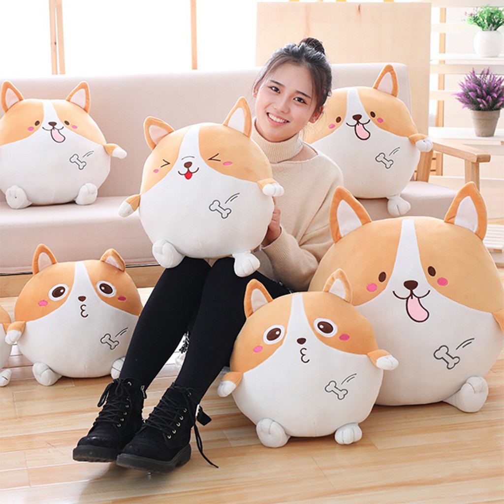 Gấu bông gối ôm chó corgi tròn siêu đẹp dễ thương,Gấu bông sang trọng, Đồ chơi thú bông