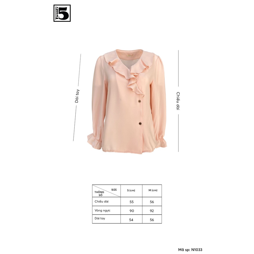 Áo sơ mi nữ cổ V bèo cổ Twentyfive N1033