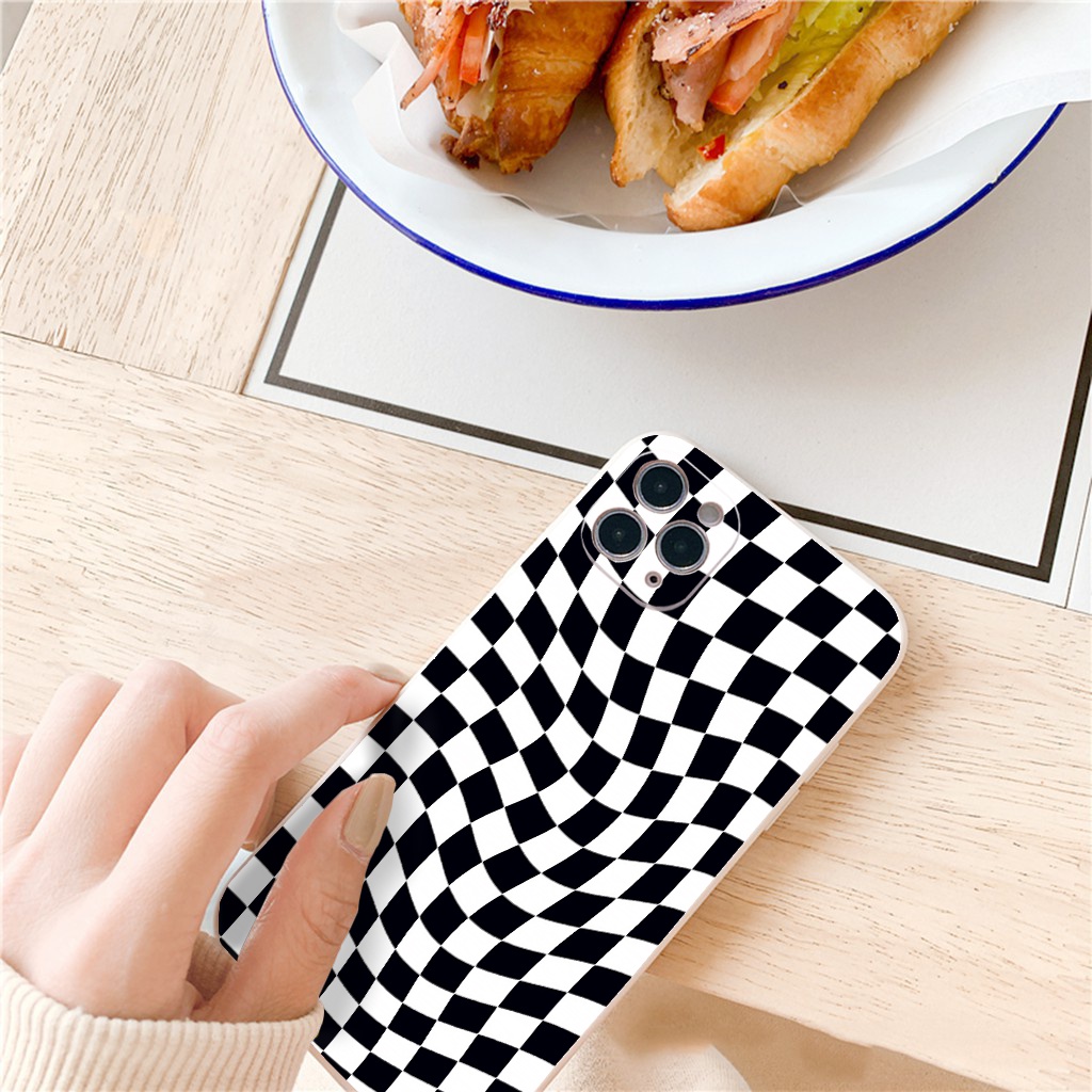 Ốp iphone caro đen trắng đẹp cho ốp iphone 13 12 11 Pro Max 7/7Plus/8/8Plus/X/Xs/Xs Max/11/11pro