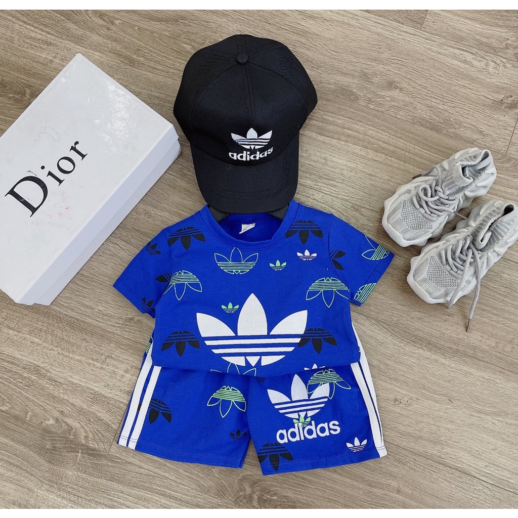 Xả hàng, Bộ cộc tay bé trai, bộ ba lá in tràn TẶNG KÈM MŨ cho bé