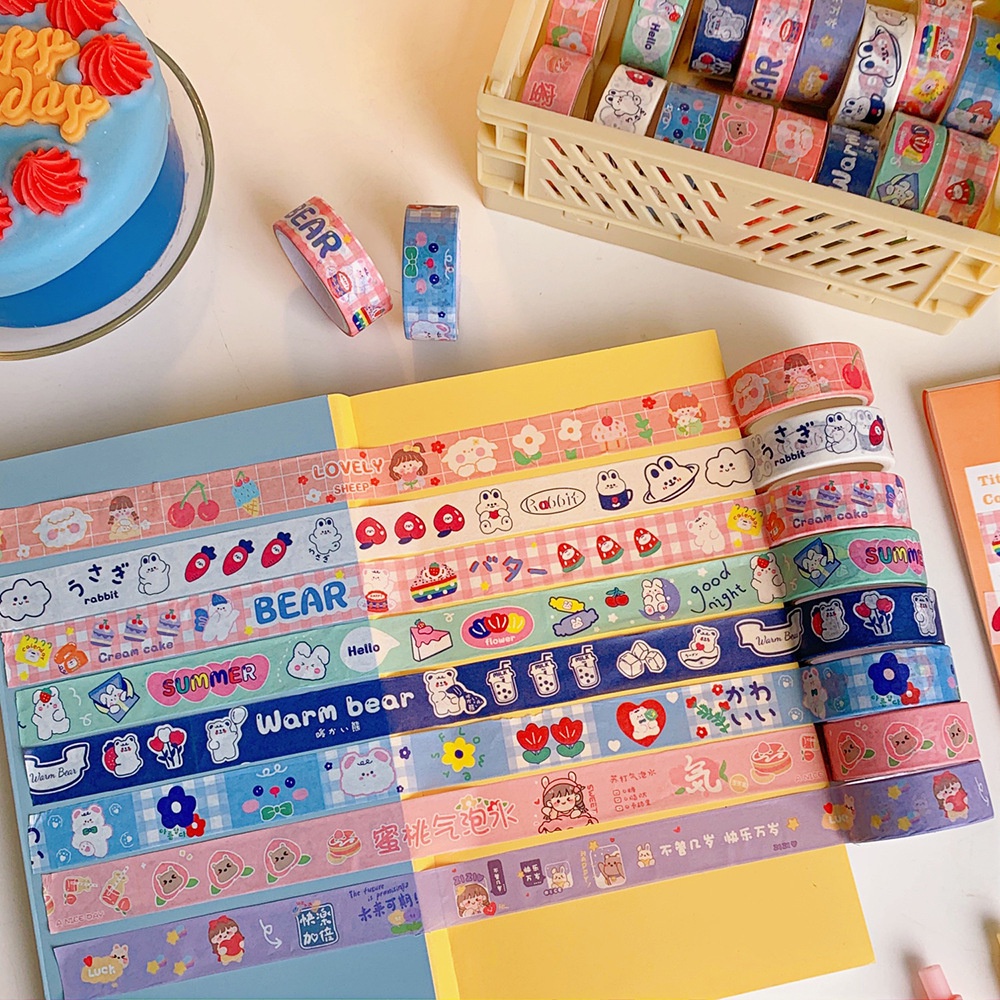 Washi tape / Băng dính trang trí nhật ký, sổ tay style Hàn kích thước 3m