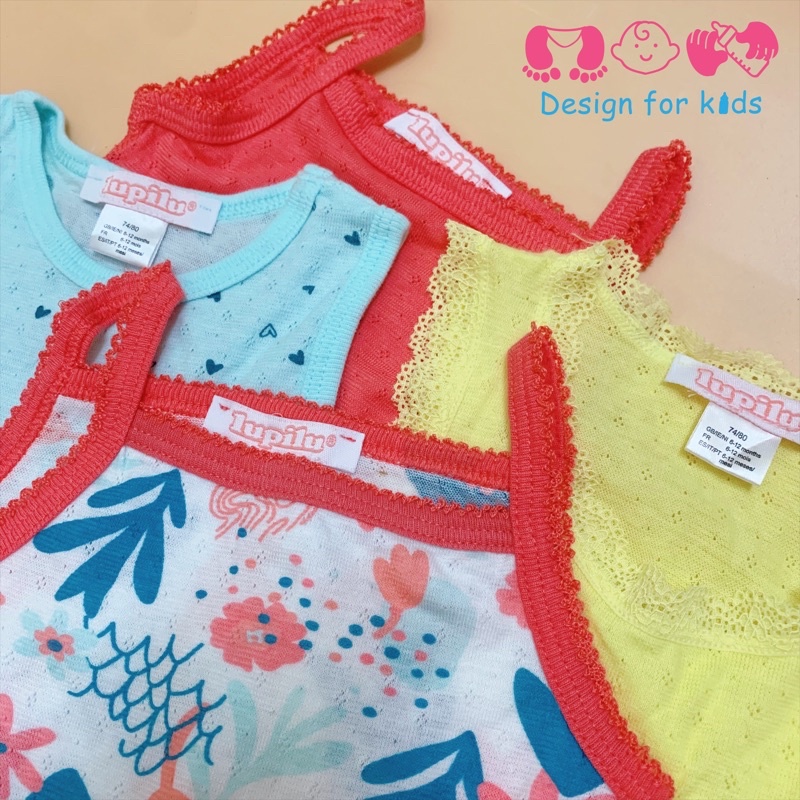 (vải thông hơi) Set 2 bộ bodysuit bộ body chip hai dây mềm mát hàng xuất dư cho bé gái