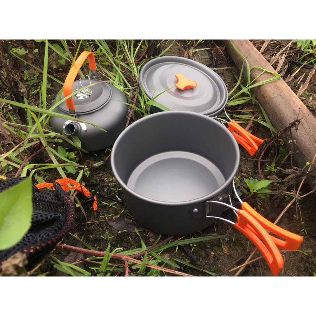 Bộ Nồi Nấu Ăn Dã Ngoại Hợp Kim Nhôm Gọn Nhẹ - Nồi Du Lịch Cắm Trại Dành Cho 2-3 Người Siêu Tiện Lợi - P014A | BigBuy360 - bigbuy360.vn