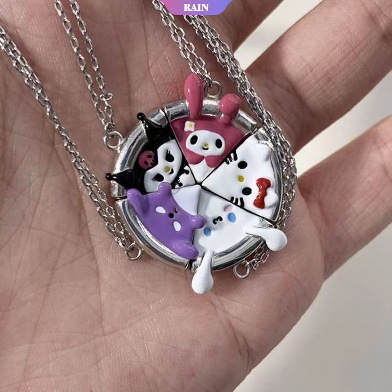 Sanrio Vòng cổ Nam Châm Mặt Hình Pizza Hello Kitty My Melody Kuromi Cinnamoroll Baku Quà Tặng Trang Sức Cho Nữ [RAIN]