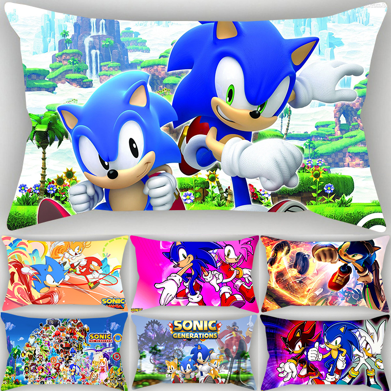 Vỏ gối hình chữ nhật in hình hoạt hình Sonic The Hedgehog 30x50cm