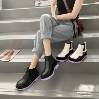 Boots giày da ulzzang đế độn thời trang