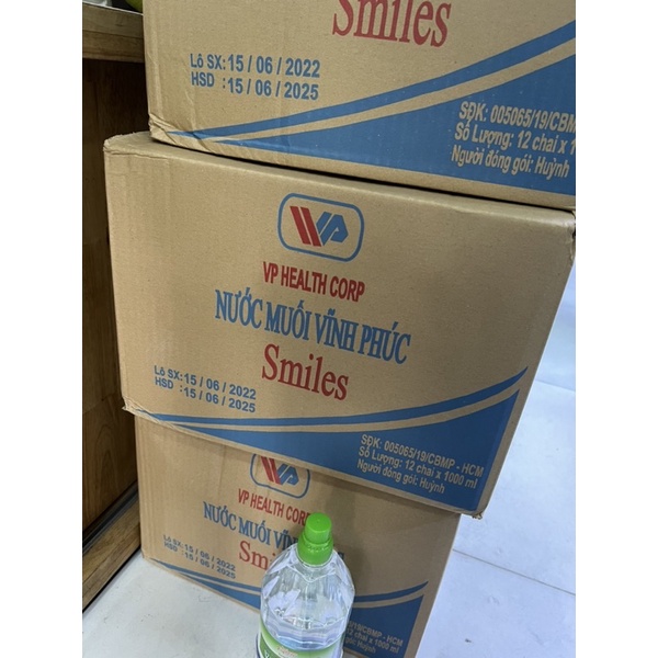 Combo 12Chai Nước Muối Sinh Lí Vĩnh Phúc Smiles Natriclorid 0.9% Chai 1000ml