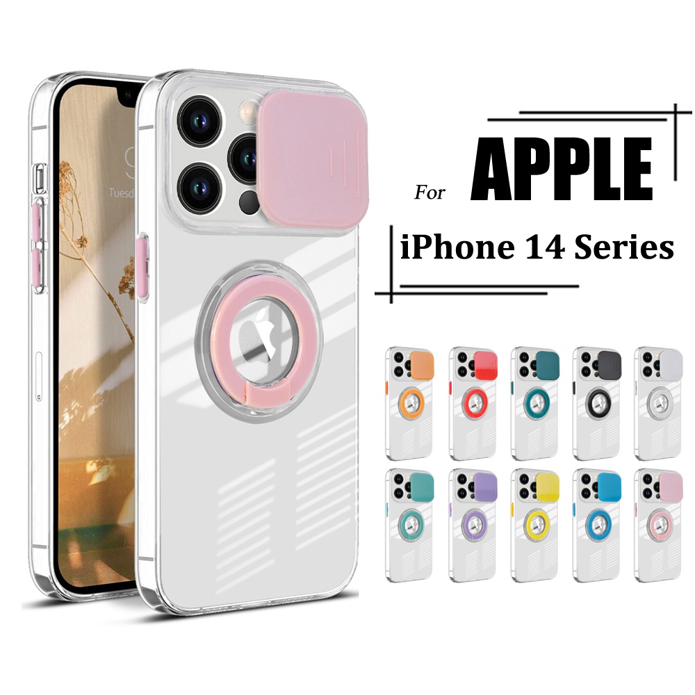 Ốp Điện Thoại TPU Trong Suốt Có Nắp Trượt Bảo Vệ Camera Cho iPhone 14 Pro Max 14 Pro 14 Plus 14