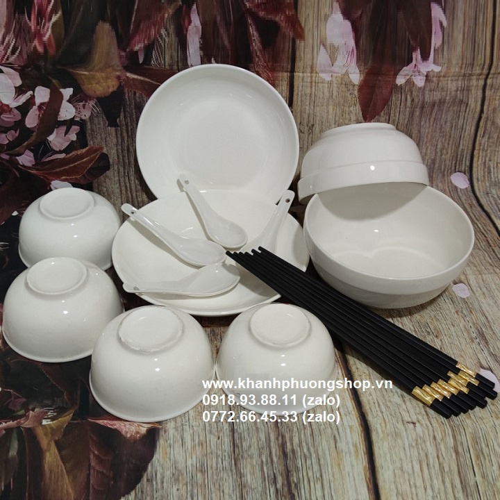 Bộ bàn ăn sứ trắng cao cấp  - bộ bàn ăn sứ trắng